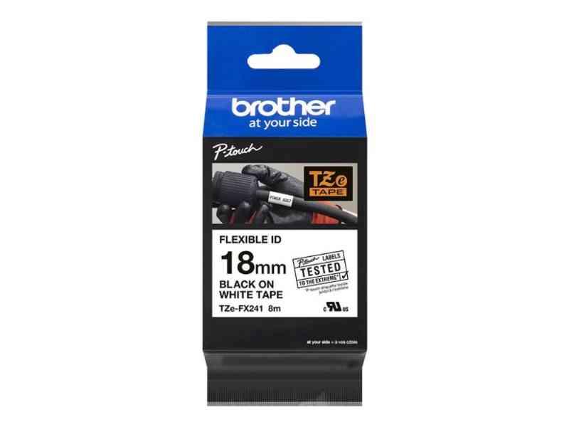 Brother Tze-Fx241 - Sort på hvid 18mm x 8m - Fleksibel