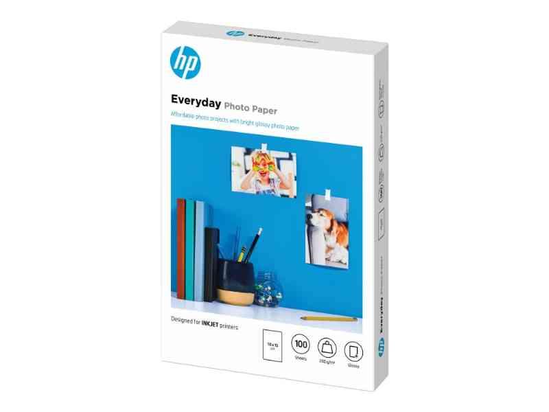 Hp Everyday Photo Paper - Skinnende - 8 Millioner - 100 X 150 Mm - 200 G/M² - 100 Ark Fotopapir - For Deskjet 21Xx, 2622, 36Xx  Envy 5010  Officejet