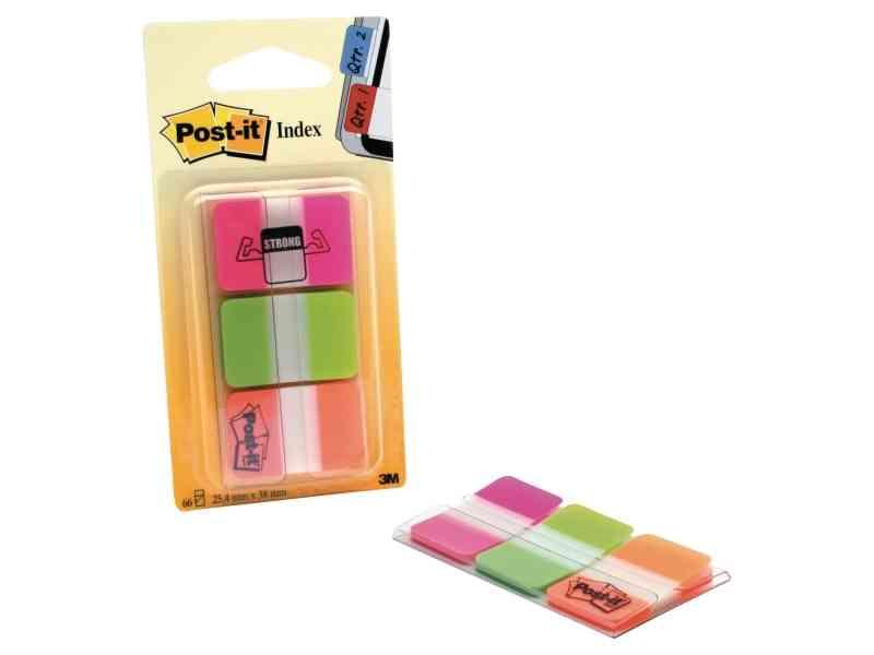 Post-It Indeksfaner Medium, Ass. Farver, 3x22 Ark