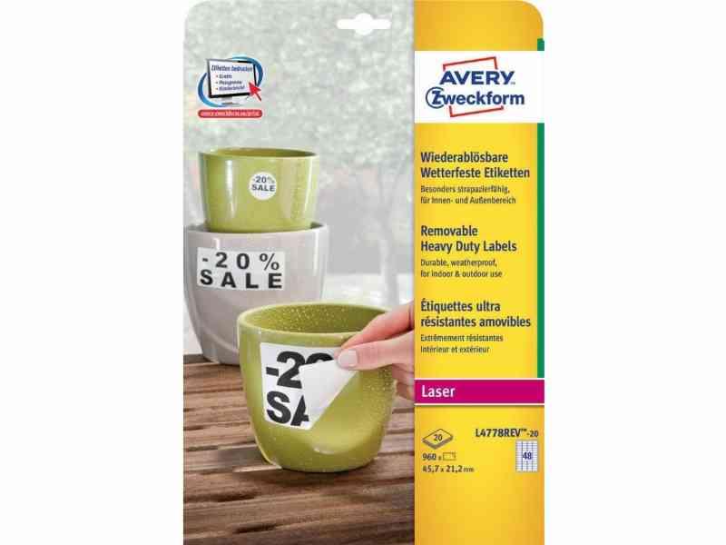 Avery L4778rev-20 Etiketter 45,7x21,2 mm (960 stk.)