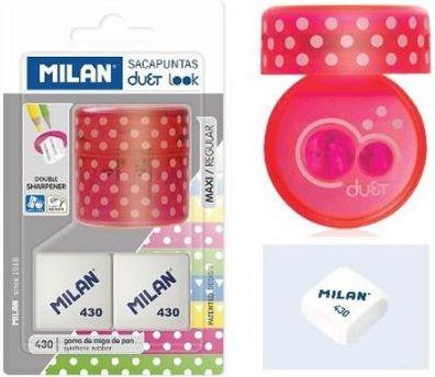 Milan Pink Blyantspidser med 2 Viskelædere - Tilbud!