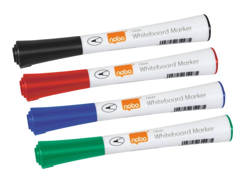 Nobo Glide Whiteboard Markører - Fin Spids 1 mm, 10 Stk.