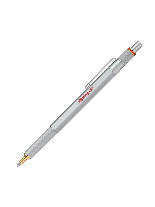 Rotring 800 Kuglepen - Sort Blæk, Sølv Tønde, Genopfyldning