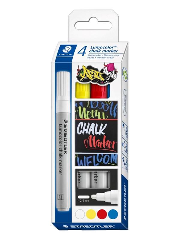Staedtler Lumocolor Kridtmarker - 4 Stk. til Glatte Overflader