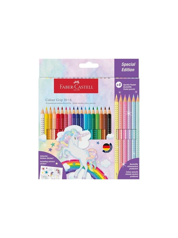 Faber Castell Colour Grip - 24 farveblyanter med enhjørning