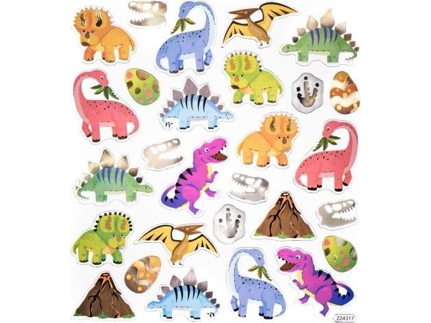 Dp Craft Dinosaur Klistermærker - 28 Stk til Skole og Hobby