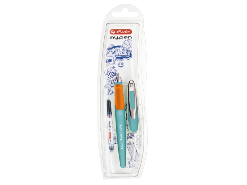 Herlitz My.Pen - Orange og Turkis Kuglepen med Blå Fyld