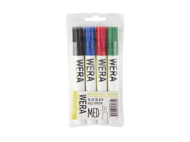 Hvidboardmarkere Wera Ass. Rund Spids 1-3Mm 4 Stk Sæt