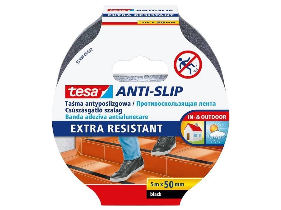 Tesa Skridsikker Dobbeltklæbende Tape 5 x 50 mm - Sort