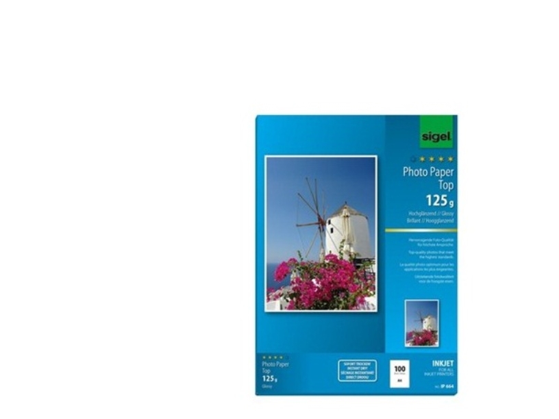 Sigel Ip664 Højglans A4 Inkjet Print - 100 Ark, Hvid