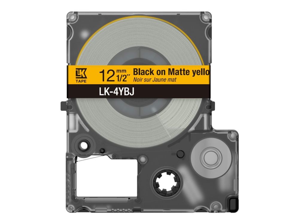 Epson Labelworks Lk-4Ybj - Sort Mat Gul Tape 1,2 cm x 8 m