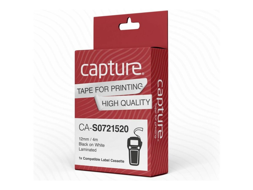 Capture Mærkattape - Sort På Hvid - 1,2 Cm x 4 M Rulle