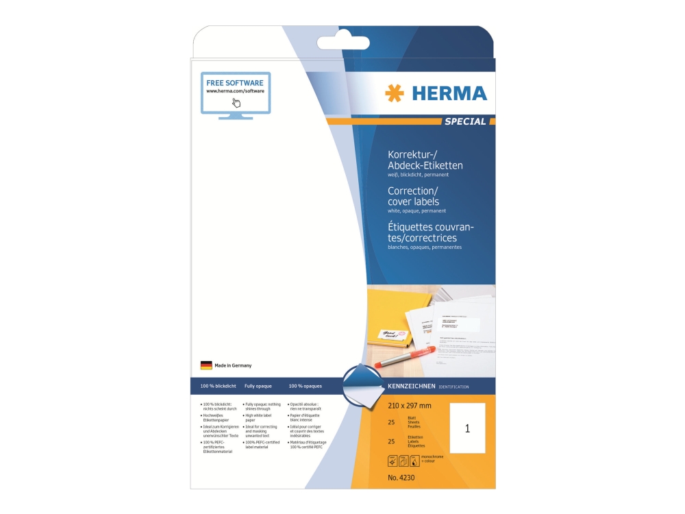 Herma Special Hvid A4 25 Matte Uigennemsigtige Etiketter
