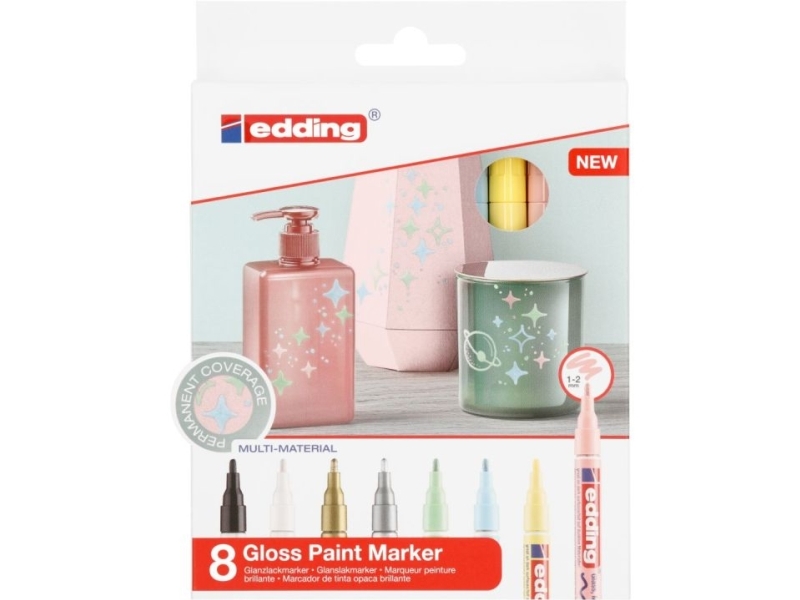 Edding 751 Markers - 8 Farver i Pastel og Metallic