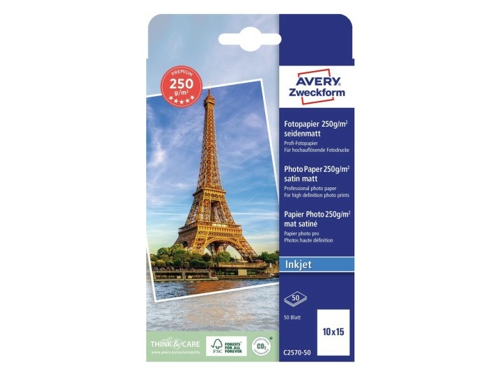 Avery C2570-50 Fotopapir, Semi-Glans, 10x15 cm, 50 Ark