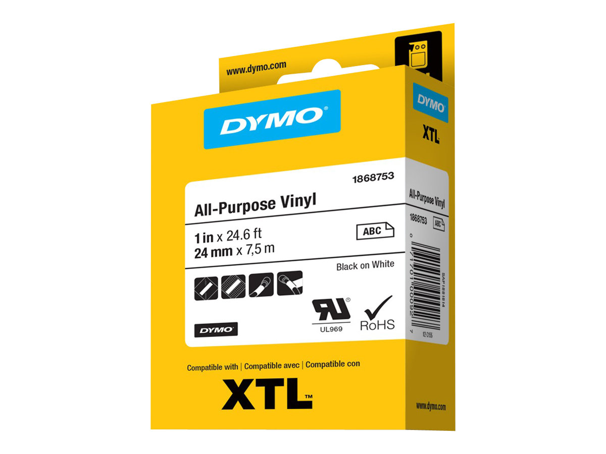 Dymo Xtl All-Purpose Tape - Sort På Hvid - 2,4 Cm x 7 M