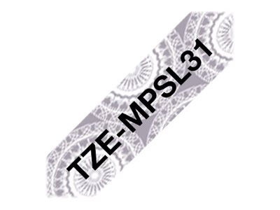Brother Tze-Mpsl31 Sort På Sølvsnøre 12Mm X 4M