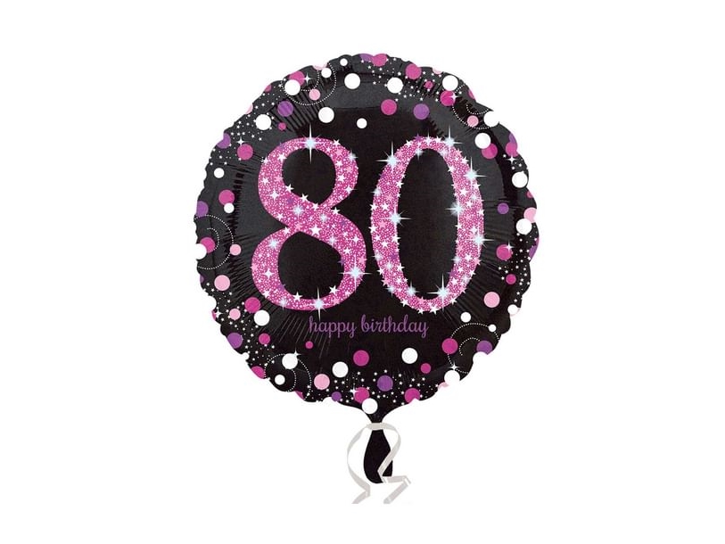 Folie Ballon 80 År Pink Sparkling