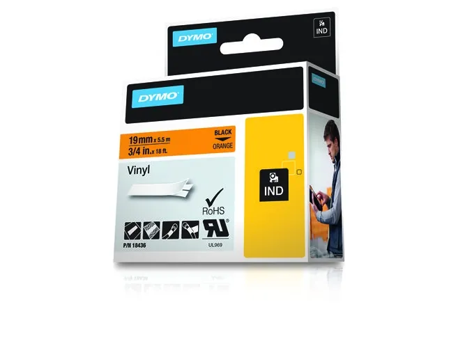 Dymo Rhinopro - Vinyl - Permanent Klæbemiddel - Orange - Roll (1.9 Cm X 5.5 M) 1 Kassette(R) Tape - For Dymo Ilp219  Rhino 4200, 6000, 6000 Hard Case