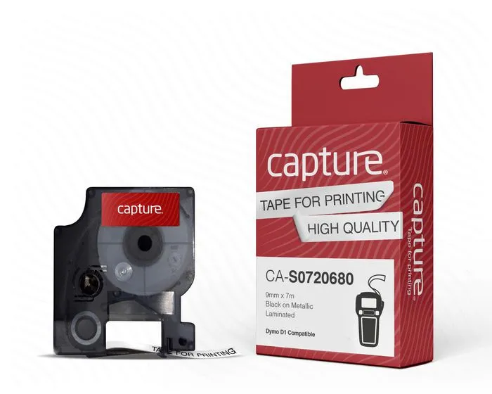 Capture S0720680 D1 Compatible 9Mm X 7M Black On White Labeltape