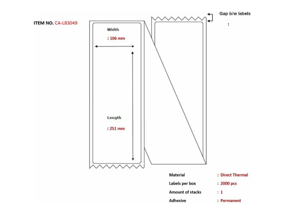 Capture - Permanent Klæbemiddel - Ubelagt - Hvid - 106 X 251 Mm 2000 Etikette(R) (1 Rulle(R) X 2000) Boks - Fanfold-Mærkater