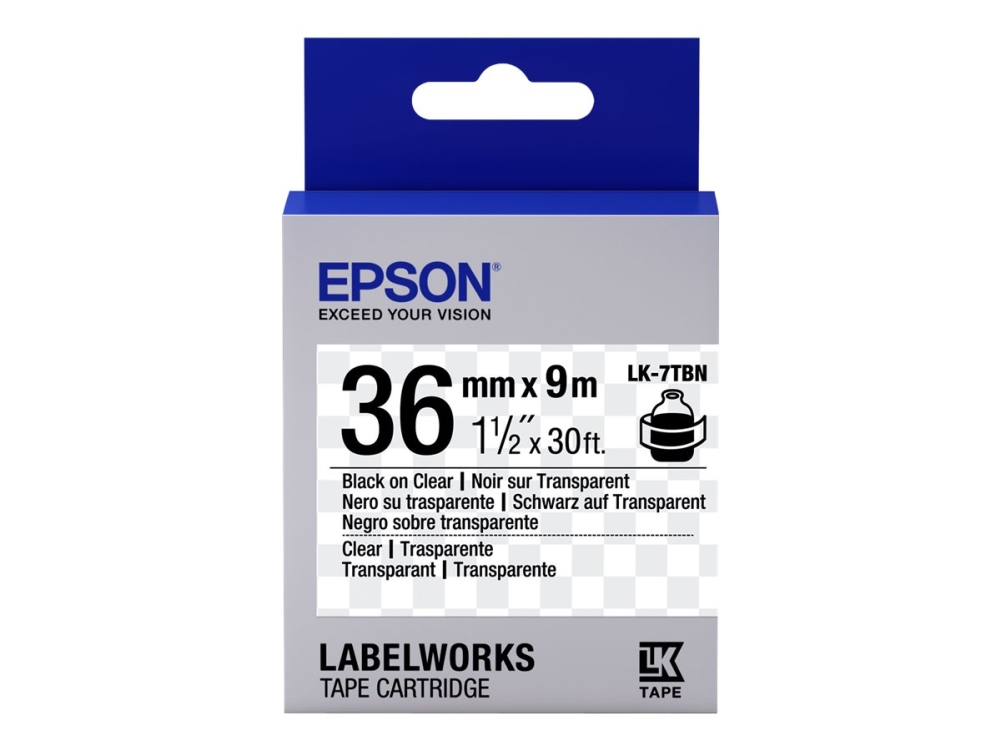 Epson Labelworks Lk-7Tbn - Sort På Transparent - Rulle (3,6 Cm X 9 M) 1 Kassette(R) Mærkattape - For Labelworks Lw-1000P, Lw-900P, Lw-Z5000be, Lw-Z50