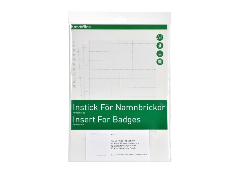 Indstik A4 Til Navneskilt 28X67mm