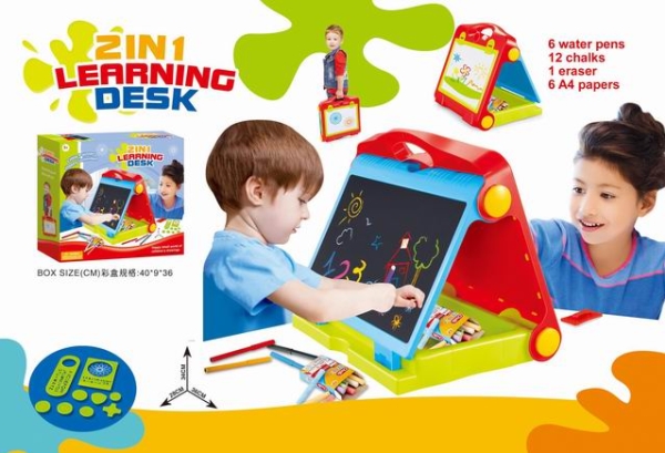 Lean Toys Foldbar 2-I-1 Kuffert Med Sort Tavle - Kridt Og Tusch