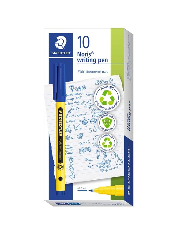 Staedtler FINELINER NORIS WRITINGPEN LYS GUL, ÆSKE 10 STK